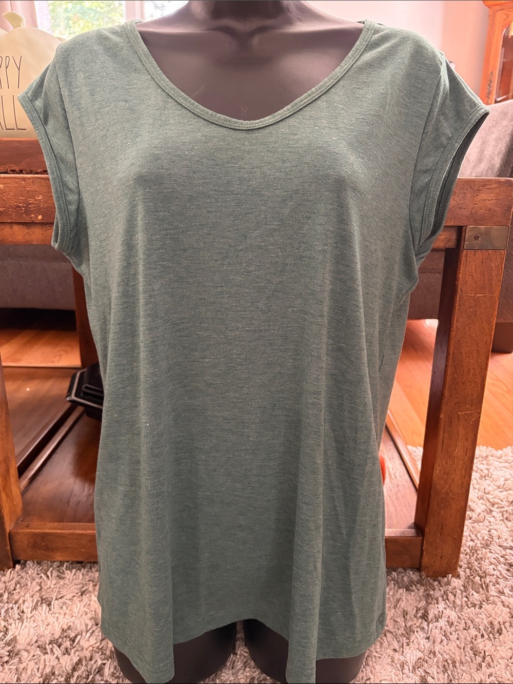 Ekouaer Women's Green V-Neck Short Sleeve Top size Small